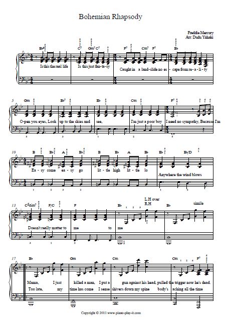 bohemian rhapsody notes for piano pdf lessons